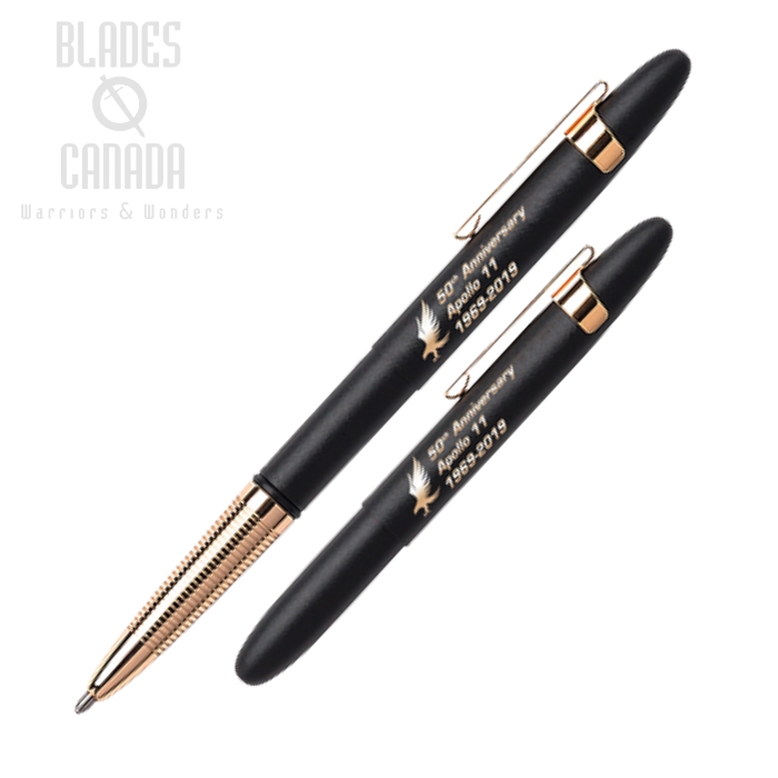 Fisher Space Pen Apollo 11 50th Anniversary Pen, Matte Black w/Gold Grip and Clip, FPBGFGGCL